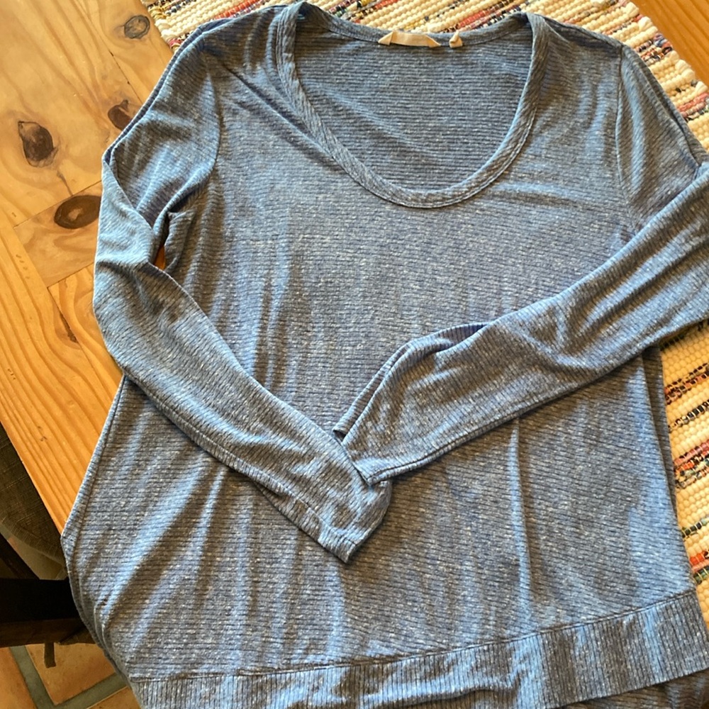 Soft Surroundings long sleeve lightweight tunic sweater, medium, blue